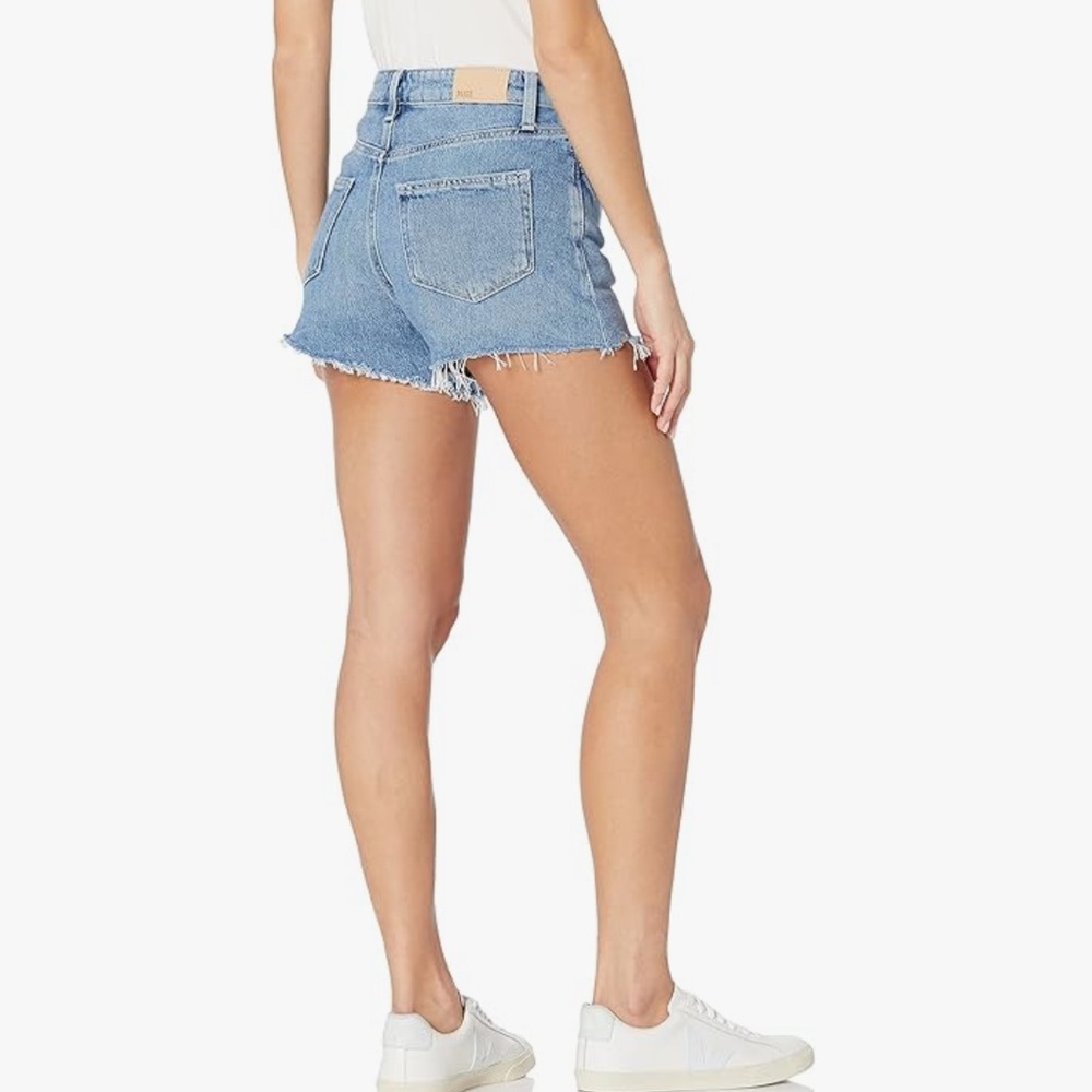 Paige Noelle Lightwash Button Fly Cut Off Jean Shorts